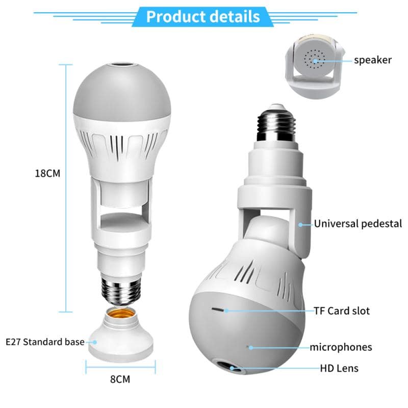 360° Panoramic Hidden Light Bulb Wifi Camera - MV STORE