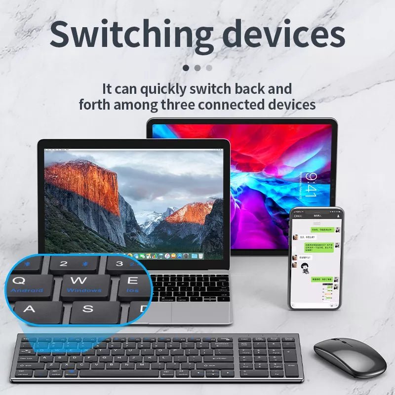 High quality 2.4G Bluetooth wireless rechargeable mouse keyboard combos - MV STORE